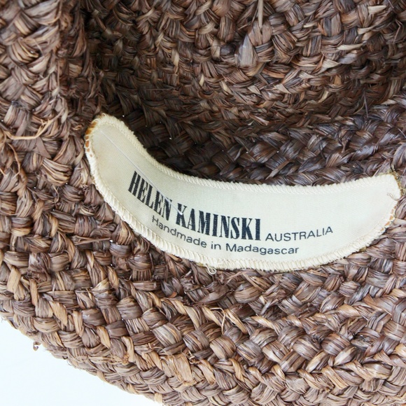 Helen Kaminski Hat Brown Raffia Wide Brim Sun Hat Beach Pool Vintage OS main image 6